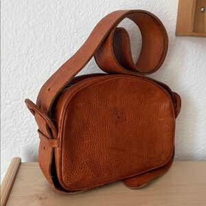 VINTAGE IL BISONTE Made in Italy Brown Genuine Leather Crossbody Bag